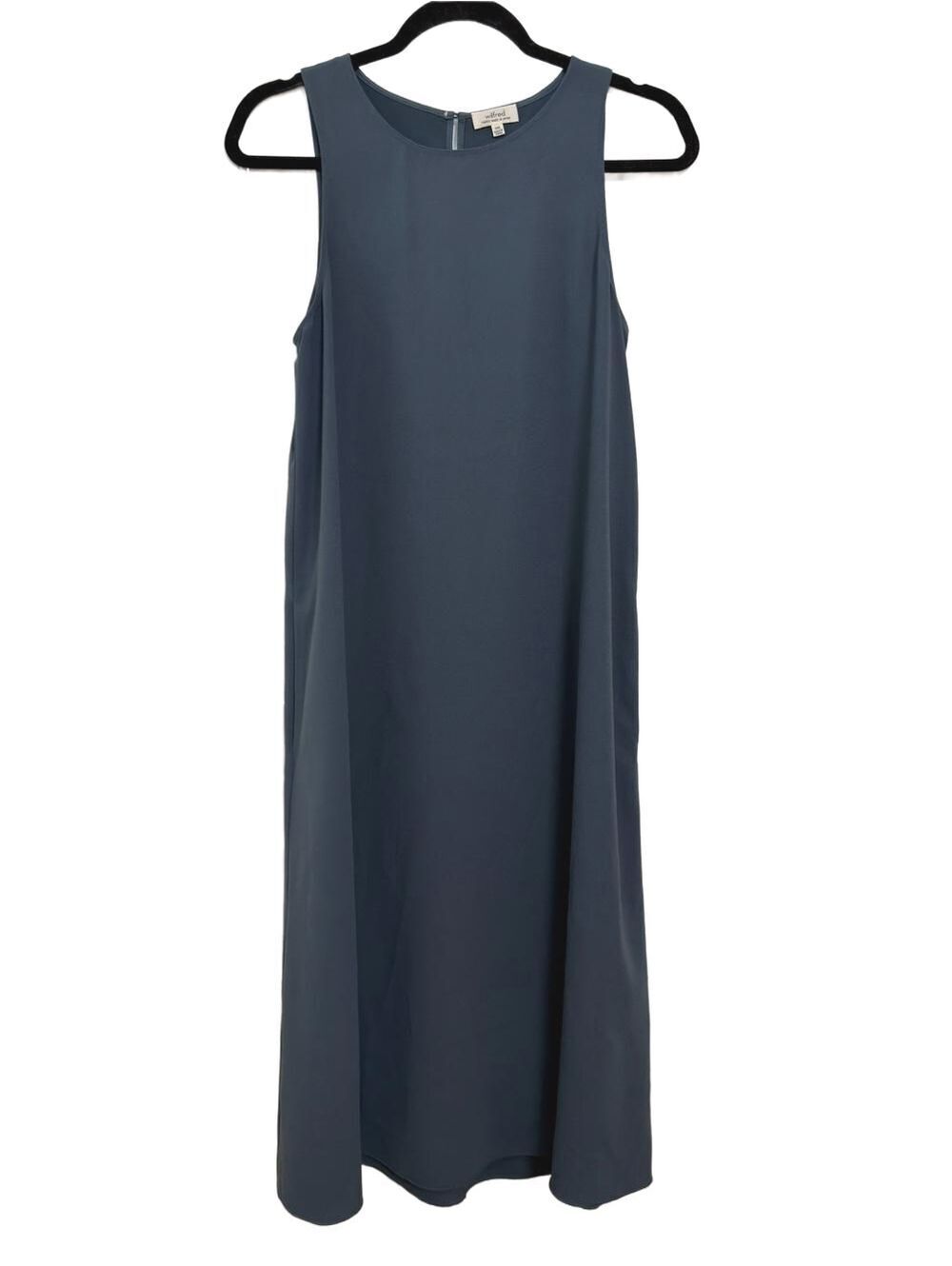 Wilfred XXS Slate Blue Japanese Fabric Sleeveless Maxi Dress